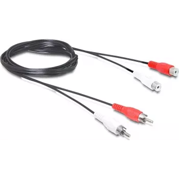Wentronic Goobay RCA-Verlängerungskabel, 2,5 m, 2x RCA Stecker auf 2x RCA Buchse, Stereo-Audio, Schwarz 50026