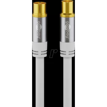 Wentronic Goobay TV-Antennenkabel 1m Weiß Vergoldet 4-fach Geschirmt 135dB Koax Buchse auf Stecker 70313