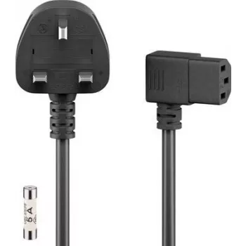 Wentronic Goobay UK 3-Pin auf gewinkeltes IEC C13 Netzkabel, 2 m, Schwarz 45767