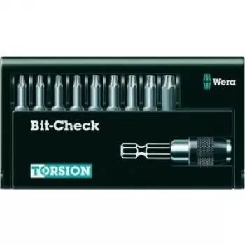 Wera 05056164001 9-teiliges Torx-Bit-Set mit Rapidaptor-Halter, 1/4 Zoll Sechskant-Antrieb, 25 mm Bits, TX8–TX40, Bit-Check-Box