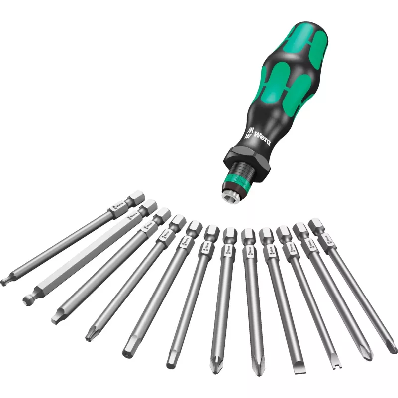 Wera 17-teiliges Kraftform Kompakt 60 Bit-Set, Schlitz, Phillips, Pozidriv, TORX BO 05051042001
