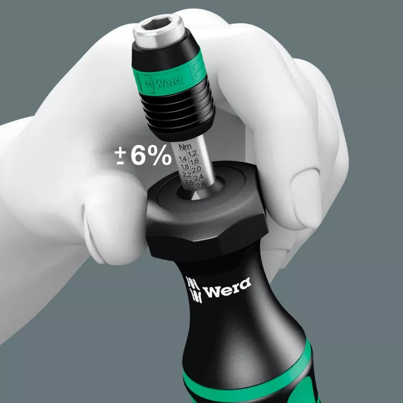 Wera 7445/46/47 Drehmomentschraubendreher-Set, 27-teilig (0,3-6,0 Nm) mit Rapidaptor Bithalter, Textilbox 05350451001