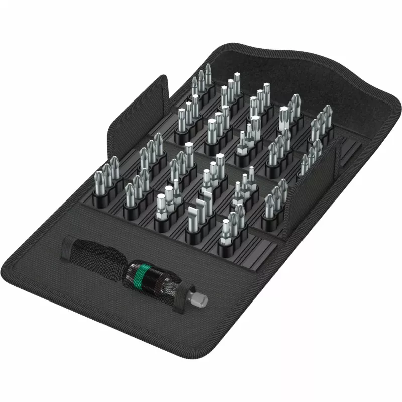 Wera Bit-Safe 61 Universal 1, 1/4 Zoll Sechskant-Antrieb, 61-teiliges Bit-Set mit Tough-Absorbing-Bits und Universal-Bithalter 05057122001