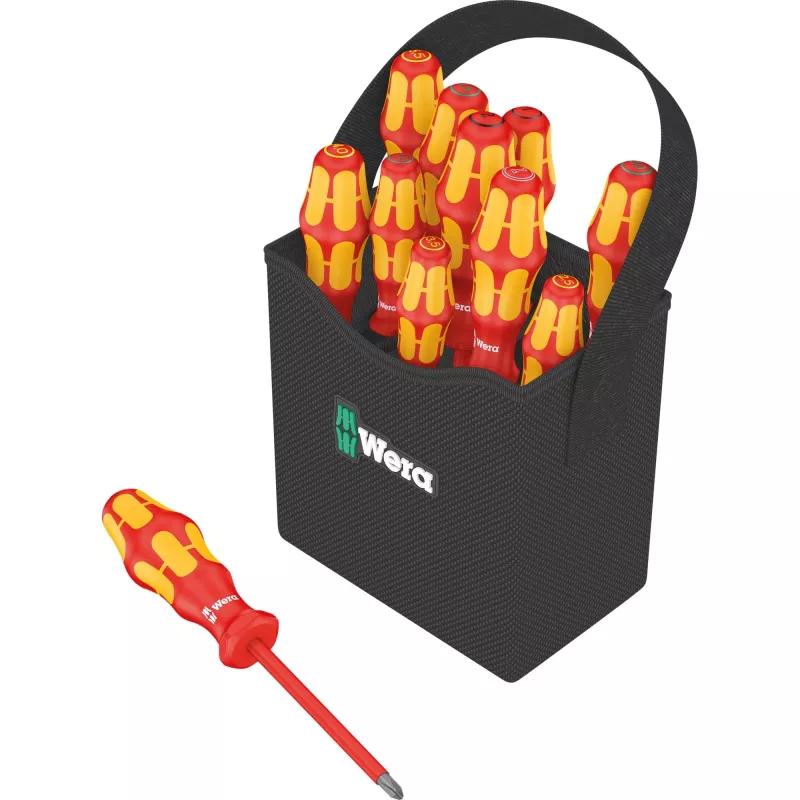 Wera Kraftform 2go 100 Schraubendreher-Bit-Set, 11-teilig, Phillips, Pozidriv, Torx, 25 mm Bits, mit Rapidaptor Bithalter und Textiltasche 05004310001