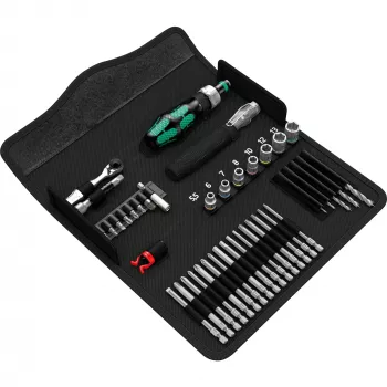 Wera Kraftform Kompakt H 1 Woodcraft Schraubendreher-Griff mit 12 gemischten Bits - Hex, Phillips, Pozidriv, Torx