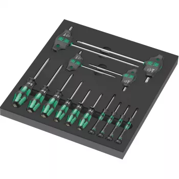 Wera Kraftform Plus 6-teiliger Schraubendreher-Satz mit Schlitz-, Phillips- und Pozidriv-Profilen, Lasertip und Wandhalterung