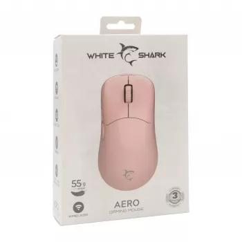 White Shark AERO PINK Kabellose Gaming-Maus (Pink, 10000 DPI, 2,4 GHz/USB-C)