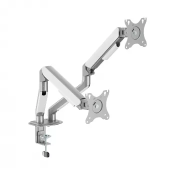 White Shark AKHENATEN-II GMS-3212 Dual-Monitor-Halterung – Gasfeder, Tischklemme/Tischdurchführung, 17-32 Zoll, 9kg pro Arm, Schwarz