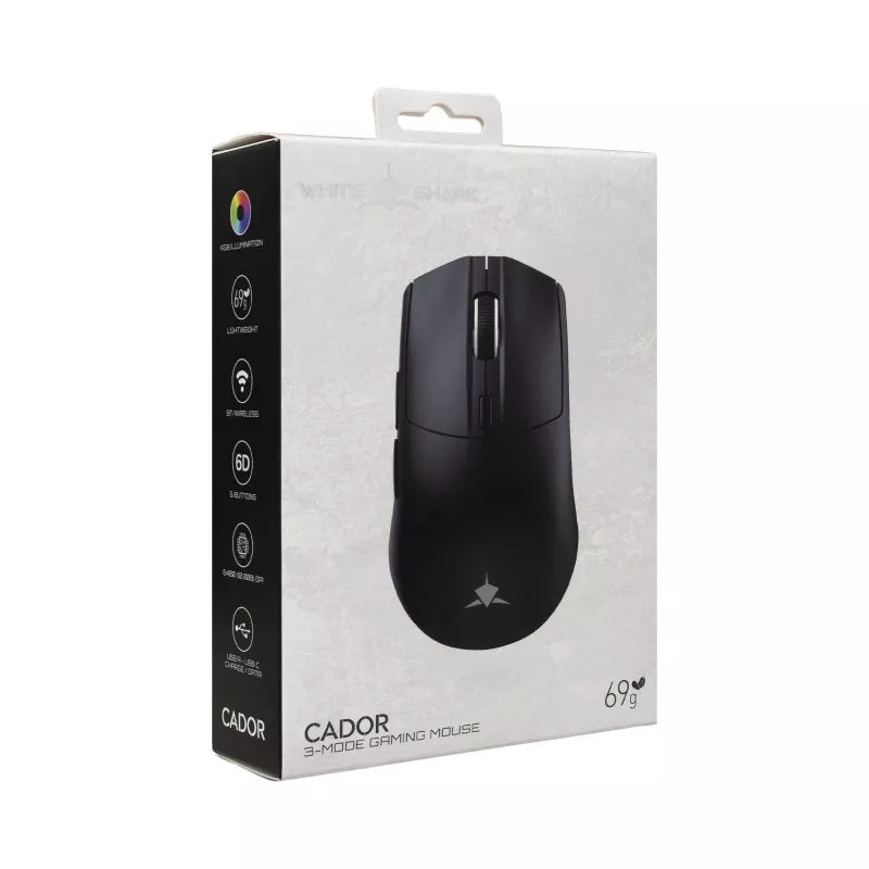 White Shark CADOR-B WGM-5020 Kabelgebundene RGB Gaming-Maus, Schwarz