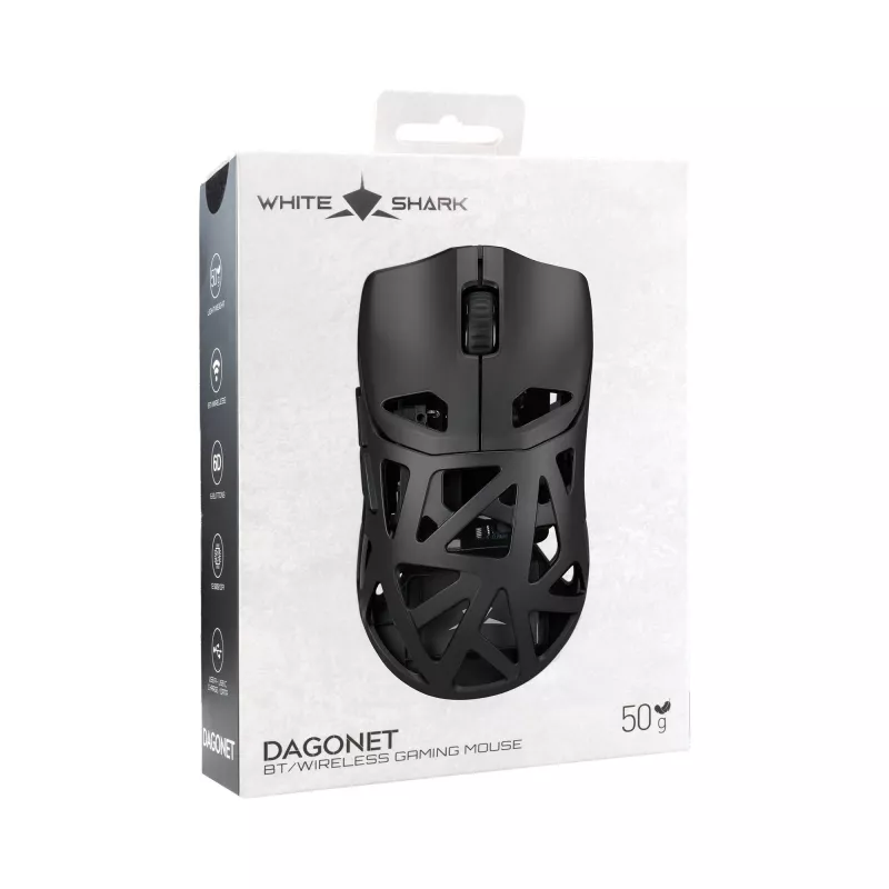 White Shark DAGONET-2 WGM-5019 Kabellose Gaming-Maus, 24000 DPI, Schwarz