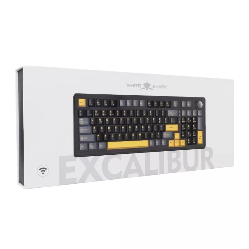 White Shark EXCALIBUR-B TKL Mechanische Gaming-Tastatur, KTT Wine Red Linear Hot-Swap, Per-Key RGB, Schwarz