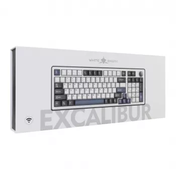 White Shark EXCALIBUR-W Mechanische Gaming-Tastatur, 75% Layout, KTT Wine Red Hot-Swap, Per-Key RGB, Kabelgebunden, Weiß