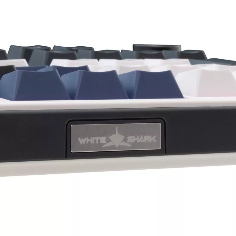 White Shark EXCALIBUR-W Mechanische Gaming-Tastatur, 75% Layout, KTT Wine Red Hot-Swap, Per-Key RGB, Kabelgebunden, Weiß