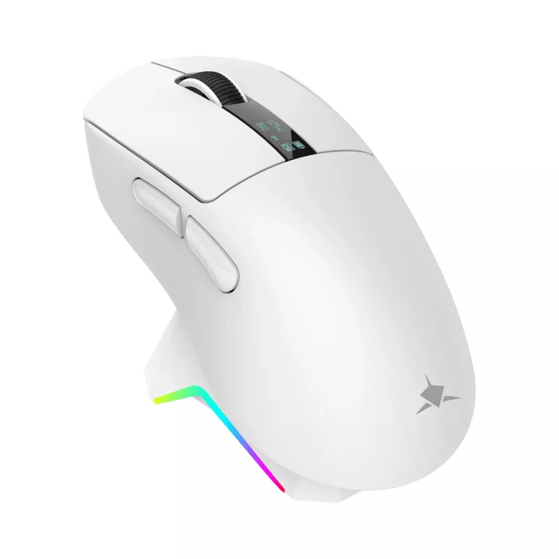White Shark GAWAIN-W Kabellose Gaming-Maus – 12000 DPI, 500mAh Akku, 56g, Weiß
