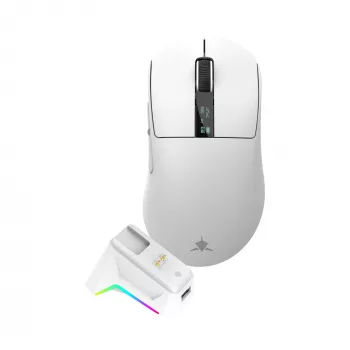 White Shark GAWAIN-W Kabellose Gaming-Maus – 12000 DPI, 500mAh Akku, 56g, Weiß