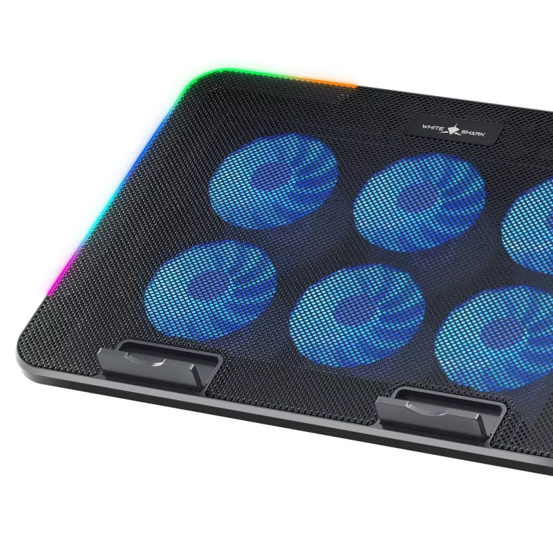 White Shark ICE BLADE GCP-96 Dual-Lüfter Laptop-Kühlpad mit blauer LED, unterstützt bis zu 17 Zoll, 5 einstellbare Positionen