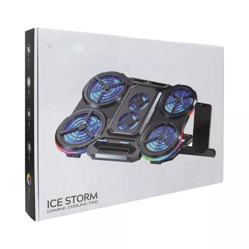 White Shark ICE STORM GCP-6 Laptop-Kühlpad, 2x125-mm-Lüfter, blaue LED, USB, bis 17 Zoll
