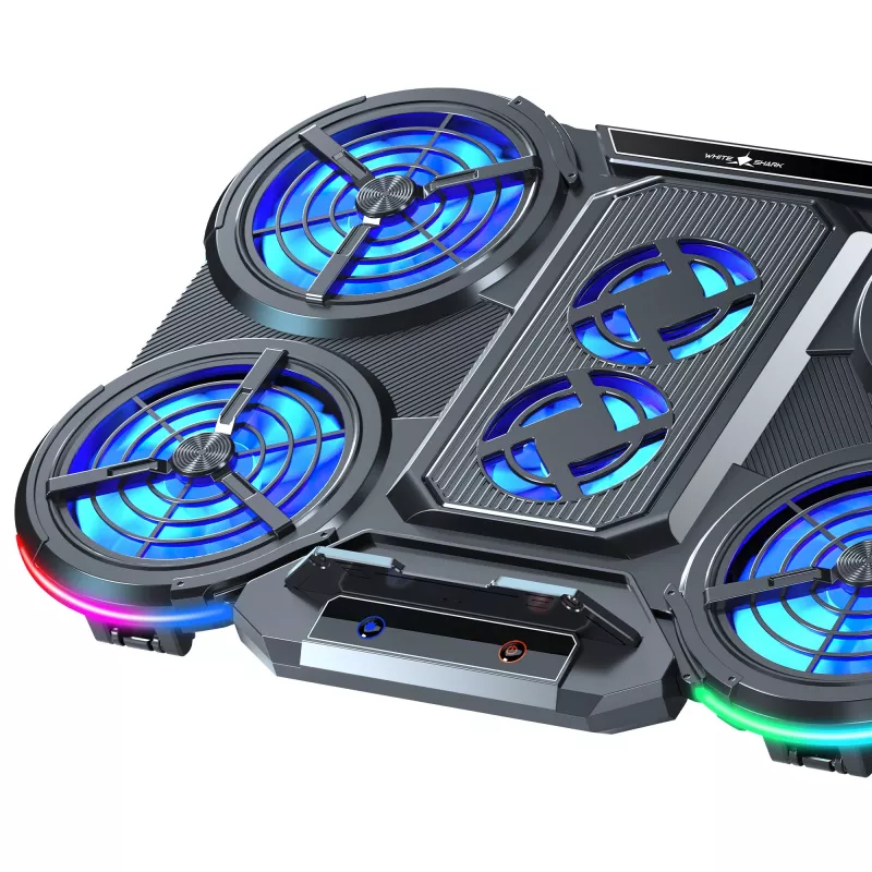 White Shark ICE STORM GCP-6 Laptop-Kühlpad, 2x125-mm-Lüfter, blaue LED, USB, bis 17 Zoll