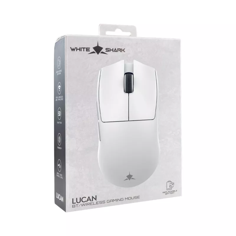 White Shark LUCAN-W WGM-5022 12000 DPI Wireless Gaming Mouse, Weiß