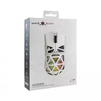 White Shark MORIEN WGM-5025 Kabelgebundene Gaming-Maus, bis zu 12800 DPI, RGB, Weiß