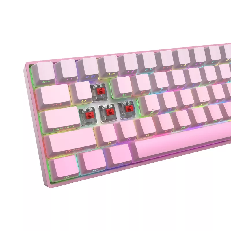 White Shark NUNCHAKU-P-US-RED.SW TKL Mechanische Gaming-Tastatur - 87 Tasten, Outemu Red Switches, RGB-Beleuchtung, Pink