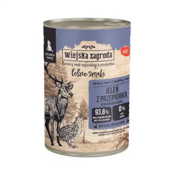 WIEJSKA ZAGRODA Forest Flavors Welpen Hirsch mit Wachtel Nassfutter 400g