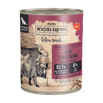 WIEJSKA ZAGRODA Forest Flavors Wild Boar with Beef - Nassfutter für Hunde - 800g