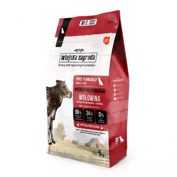 WIEJSKA ZAGRODA Monoprotein Beef Trockenfutter für Hunde - 6 kg