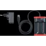 WIHA 41915 USB-Ladegerät für Li-Ion-Akkus, 2 Slots, 5V DC Eingang, 3,6V DC Ausgang, 1A pro Slot, LED-Anzeige, Schwarz/Rot
