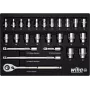 Wiha 44740 1/2 Zoll Steckschlüsselsatz 39-teilig mit feinverzahnter Ratsche, Sechskant & TORX E-Profil, Chrom-Vanadium, 10-32mm / E10-E24, DIN 3120
