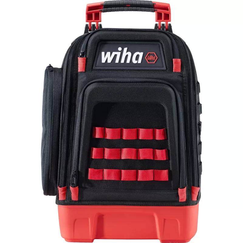 Wiha 45528 Elektriker-Werkzeugrucksack-Set, 28-teilig, 385 x 260 x 530 mm, Schwarz/Rot