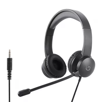 WINX CALL Clear 3,5-mm-Headset, kabelgebunden, On-Ear, mit Geräuschunterdrückungsmikrofon, Lautstärkeregler, Kunstlederpolster - Schwarz