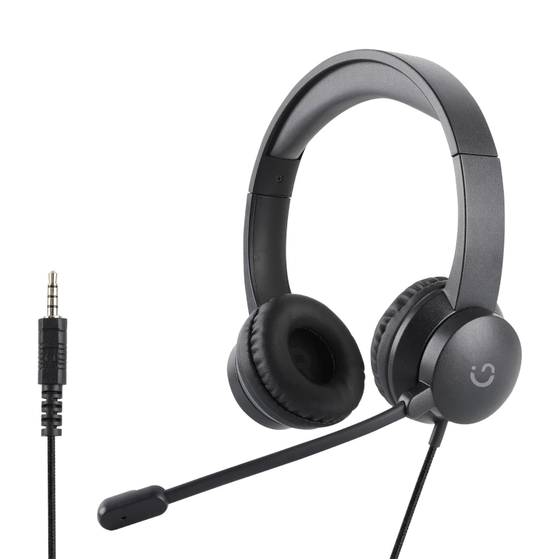 WINX CALL Clear 3,5-mm-Headset, kabelgebunden, On-Ear, mit Geräuschunterdrückungsmikrofon, Lautstärkeregler, Kunstlederpolster - Schwarz