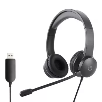 WINX CALL Clear USB-Headset WX-HS104 - Geräuschunterdrückendes Bügelmikrofon, On-Ear, USB-A, Schwarz