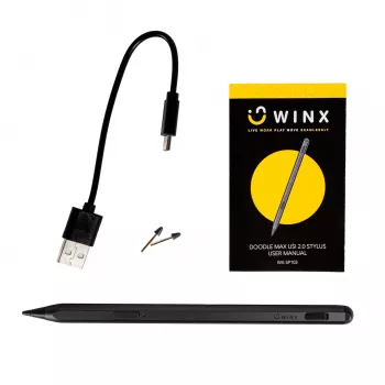 WINX DOODLE Max USI 2.0 Stylus - 4096 Druckstufen, Handballenabweisung, Neigungserkennung, USB-C aufladbar, Space Grey