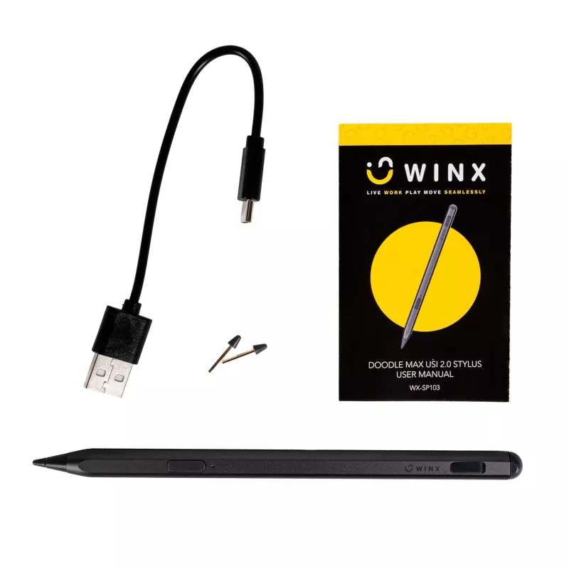 WINX DOODLE Max USI 2.0 Stylus - 4096 Druckstufen, Handballenabweisung, Neigungserkennung, USB-C aufladbar, Space Grey
