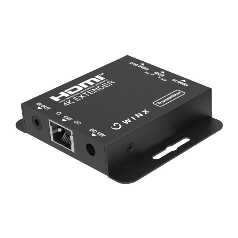 WINX LINK FAR 4K HDMI Extender über ein einzelnes Cat5e/6/7-Kabel bis zu 60m mit IR-Durchschleifung, HDCP 1.4, Schwarz