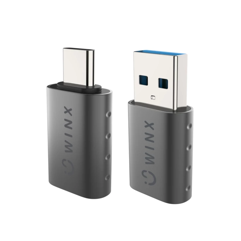 WINX LINK Simple Type-C- und USB-Adapter-Kombination – USB-C-Stecker auf USB-A-Buchse & USB-A-Stecker auf USB-C-Buchse, USB 2.0, 480 Mbit/s, Space Grau