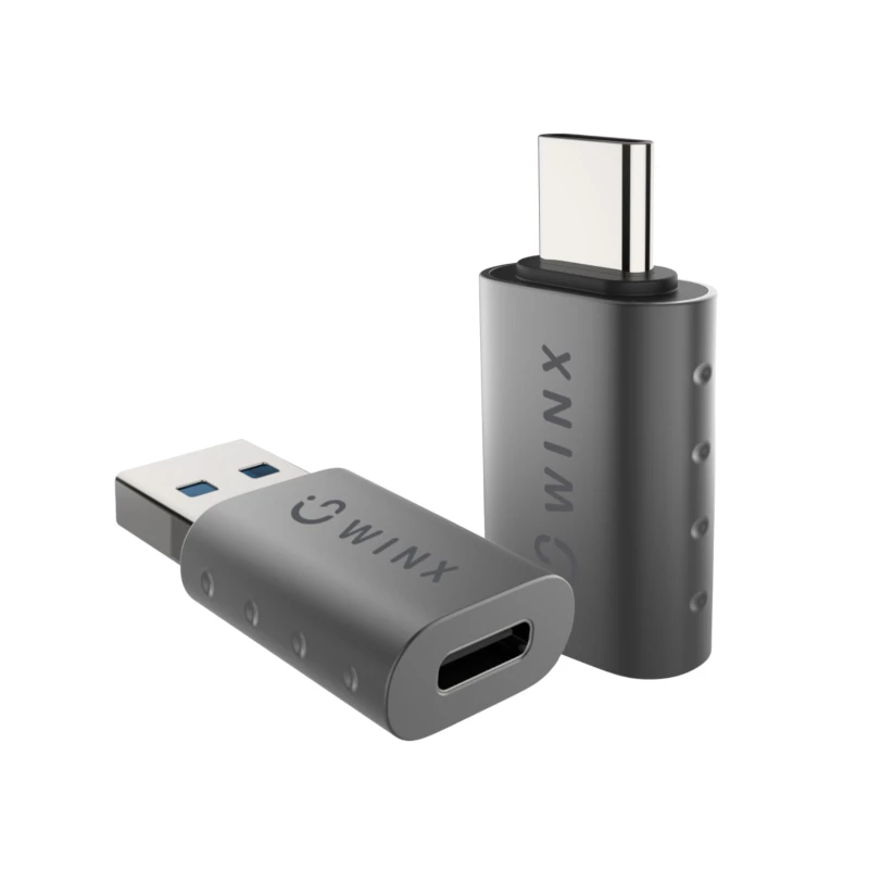 WINX LINK Simple Type-C- und USB-Adapter-Kombination – USB-C-Stecker auf USB-A-Buchse & USB-A-Stecker auf USB-C-Buchse, USB 2.0, 480 Mbit/s, Space Grau