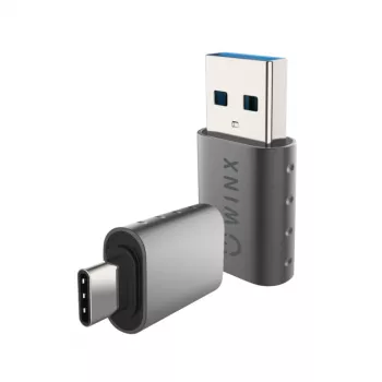 WINX LINK Simple Type-C- und USB-Adapter-Kombination – USB-C-Stecker auf USB-A-Buchse & USB-A-Stecker auf USB-C-Buchse, USB 2.0, 480 Mbit/s, Space Grau