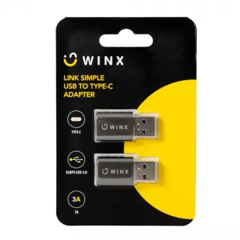 WINX LINK Simple USB-auf-Type-C-Adapter Doppelpack (USB-A-Stecker auf USB-C-Buchse, 5Gbit/s, 15W, Space Grey, 2er-Pack)