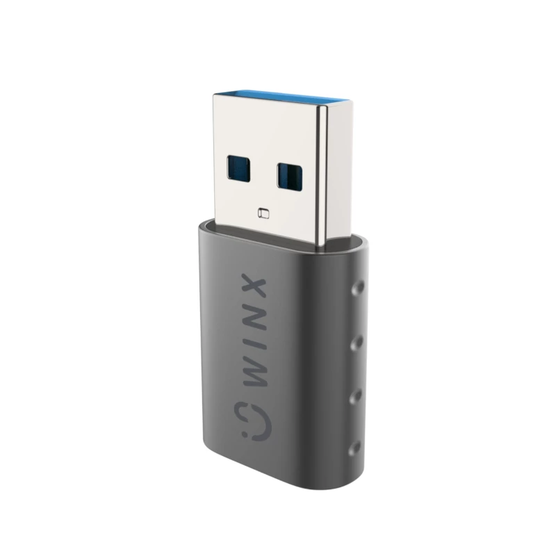 WINX LINK Simple USB-auf-Type-C-Adapter Doppelpack (USB-A-Stecker auf USB-C-Buchse, 5Gbit/s, 15W, Space Grey, 2er-Pack)