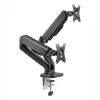 WINX RISE Pro Dual Full Motion Monitor Arm - Gasfeder-Tischhalterung für 2 Bildschirme 17 inch-32 inch, VESA 75/100, 18kg gesamt, Klemme & Gewinde, Schwarz