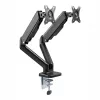 WINX RISE Pro Dual Full Motion Monitor Arm - Gasfeder-Tischhalterung für 2 Bildschirme 17 inch-32 inch, VESA 75/100, 18kg gesamt, Klemme & Gewinde, Schwarz