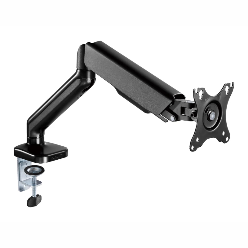 WINX RISE Pro Vollbeweglicher Monitorarm - Einzel 17-32 inch Gasfeder Tischhalterung, VESA 75/100, C-Klemme & Grommet, Schwarz