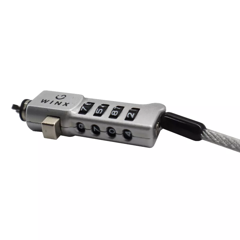WINX Secure Max Universal Code Cable Lock - 4-stelliges, zurücksetzbares Zahlenschloss, geflochtener Stahl, 1,8 m, Schwarz/Silber