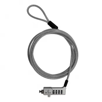 WINX Secure Max Universal Code Cable Lock - 4-stelliges, zurücksetzbares Zahlenschloss, geflochtener Stahl, 1,8 m, Schwarz/Silber