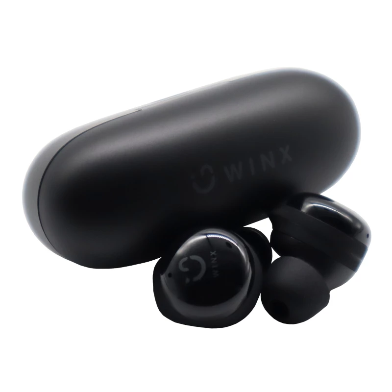 WINX VIBE Active 2 TWS Ohrhörer – Kabellose Bluetooth 5.3 In-Ear-Kopfhörer mit Ladecase, IPX4 Wasserschutz, ENC-Mikrofon, Touch-Bedienung, Gaming-Modus mit geringer Latenz, 24 Stunden Gesamtspielzeit, Schwarz