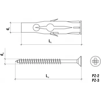 WKRĘT-MET RU-06045 Universal-Dübel 6 x 45 mm, 100 Stück, Grau