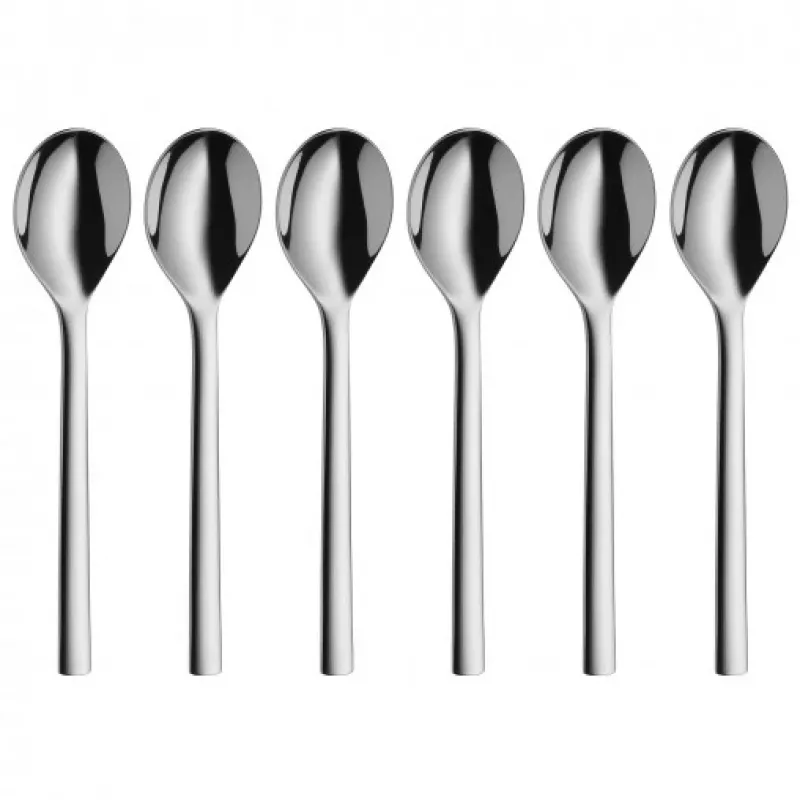 WMF Nuova Teelöffel-Set 6-teilig Cromargan Edelstahl Silber
